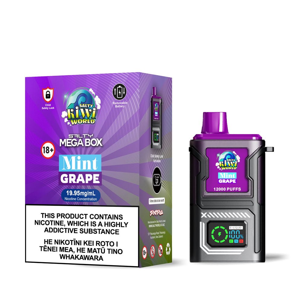 Mint Grape - Salty MEGA BOX Disposable Vape | Shisha Glass