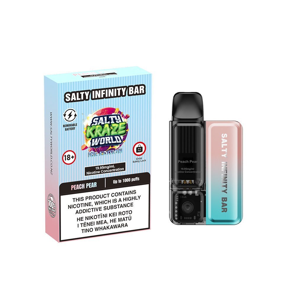 Salty Infinity Bar [Ice Edition] Peach Pear Disposable Vape | Shisha Glass