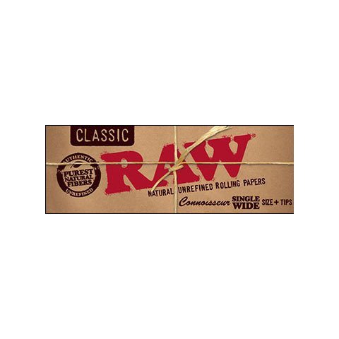 Raw Classic Connoisseur Single Wide Papers + Tips 